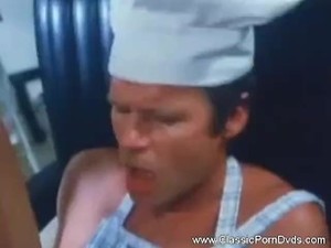 Vintage Double Blowjob For The Cook